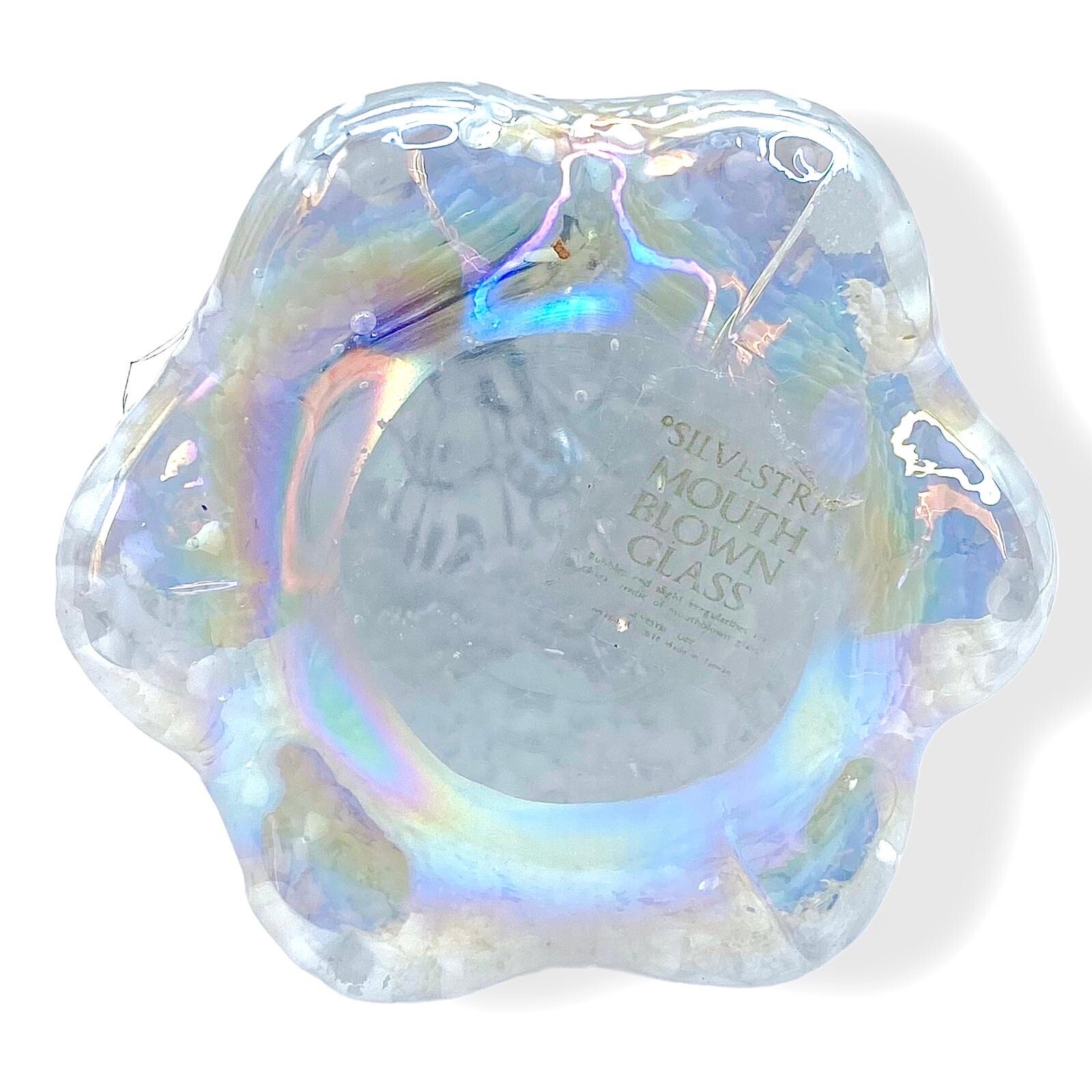 Silvestri Iridescent Art Glass Christmas Tree Confetti Figurine 5” Holiday Decor