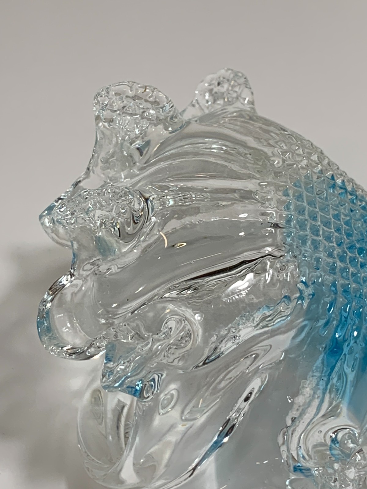 Vintage Chalet Art Glass Blue Basket Whimsy Split Handle Diamond Texture Base