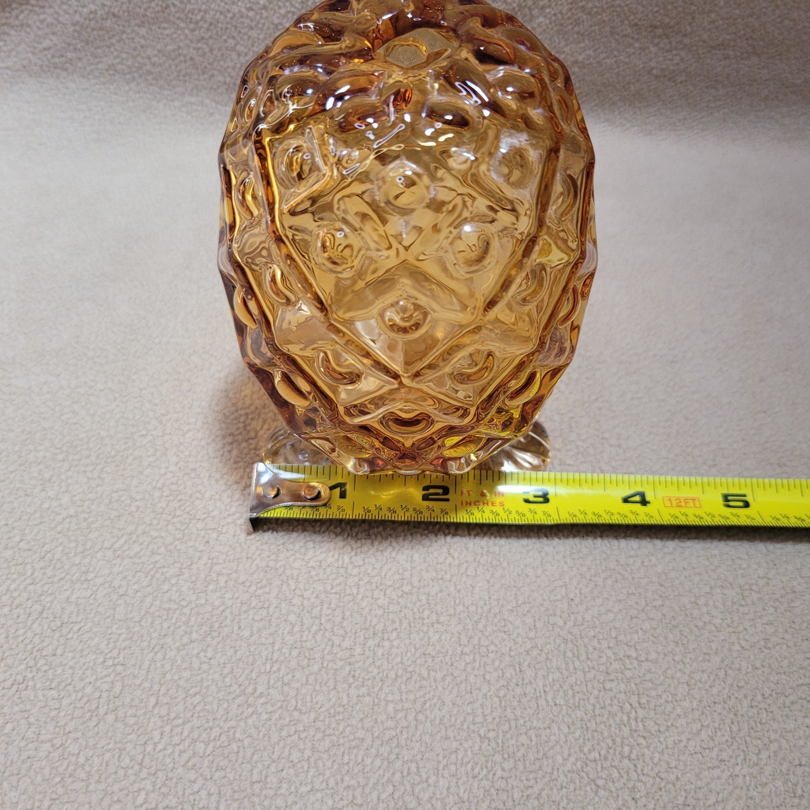 VTG Fenton Pineapple EGG 3 Toed Footed Amber Honey Hobnail Textured Art Glass