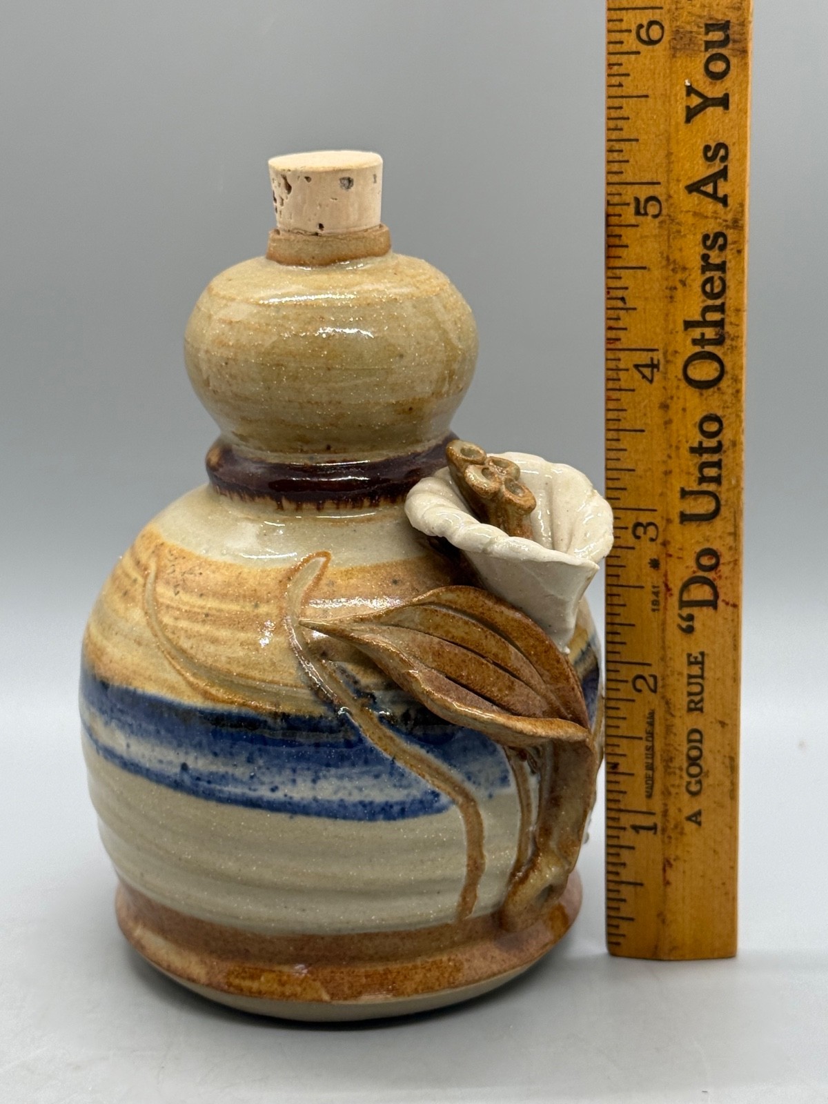Vintage Studio Pottery Vase Hand Thrown Abstract Glaze Rustic