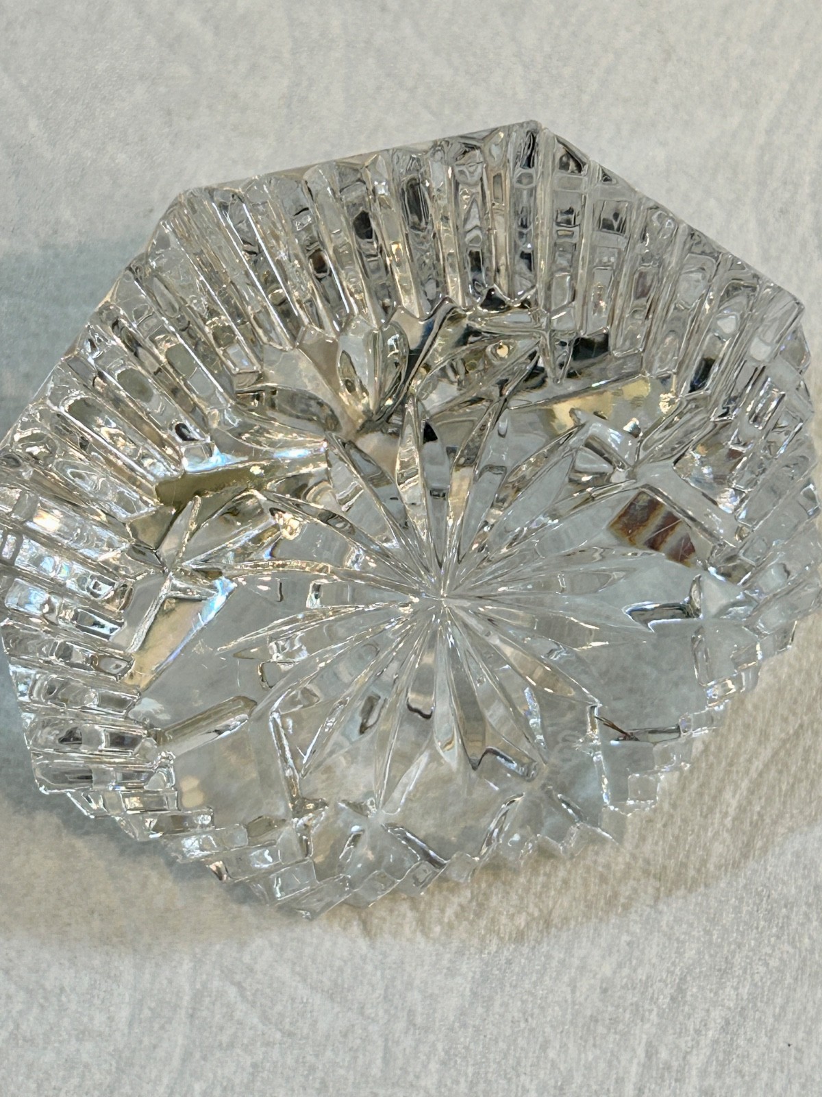 WATERFORD Marked Crystal Lismore Diamond Pyramid Shaped Intricate Paperweight