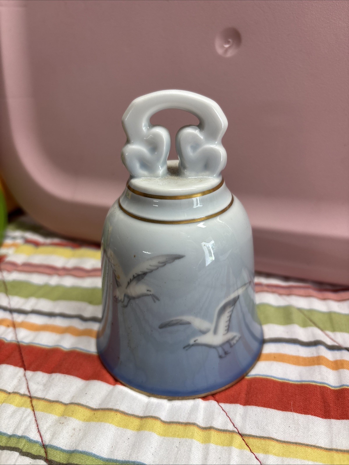 Vtg Bing & Grondahl (B&G) Porcelain Bell, Hand Painted Seagulls Denmark #6311