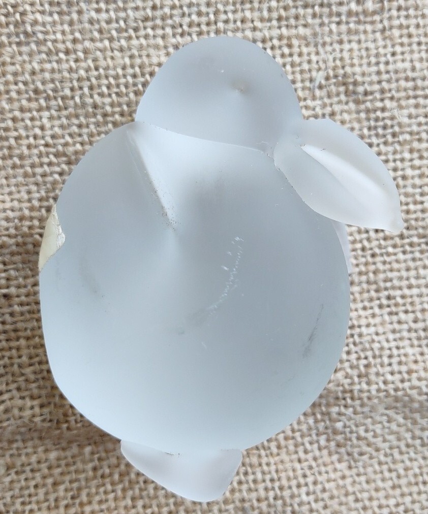 Vintage Hallmark Glass Bunny Easter Figurine 3 Inch Frosted Glass Paperweight