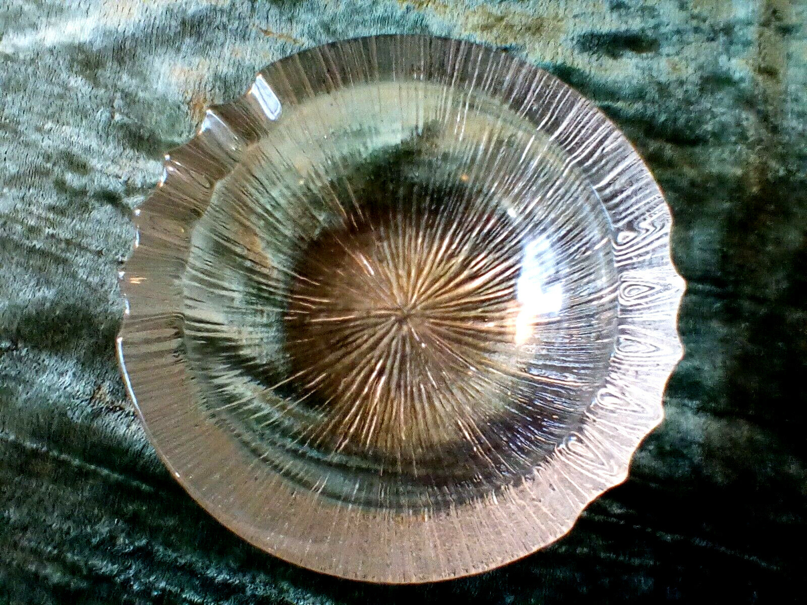 Vintage Cigar Ashtray Clear Textured Glass 6.75″ Art Glass MCM