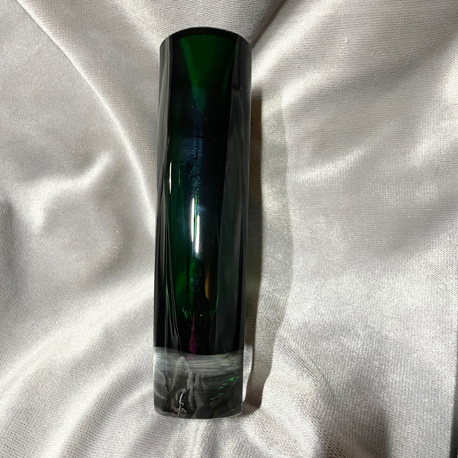 San Carlos Block Emerald Crystal Vase Contemporary Art Glass MCM VINTAGE 8”