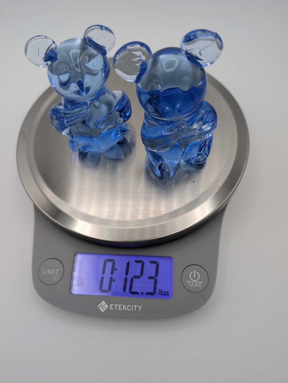 Pair of Blue Glass Bears United States Commemorative Fine Art Gallery, Hand Made