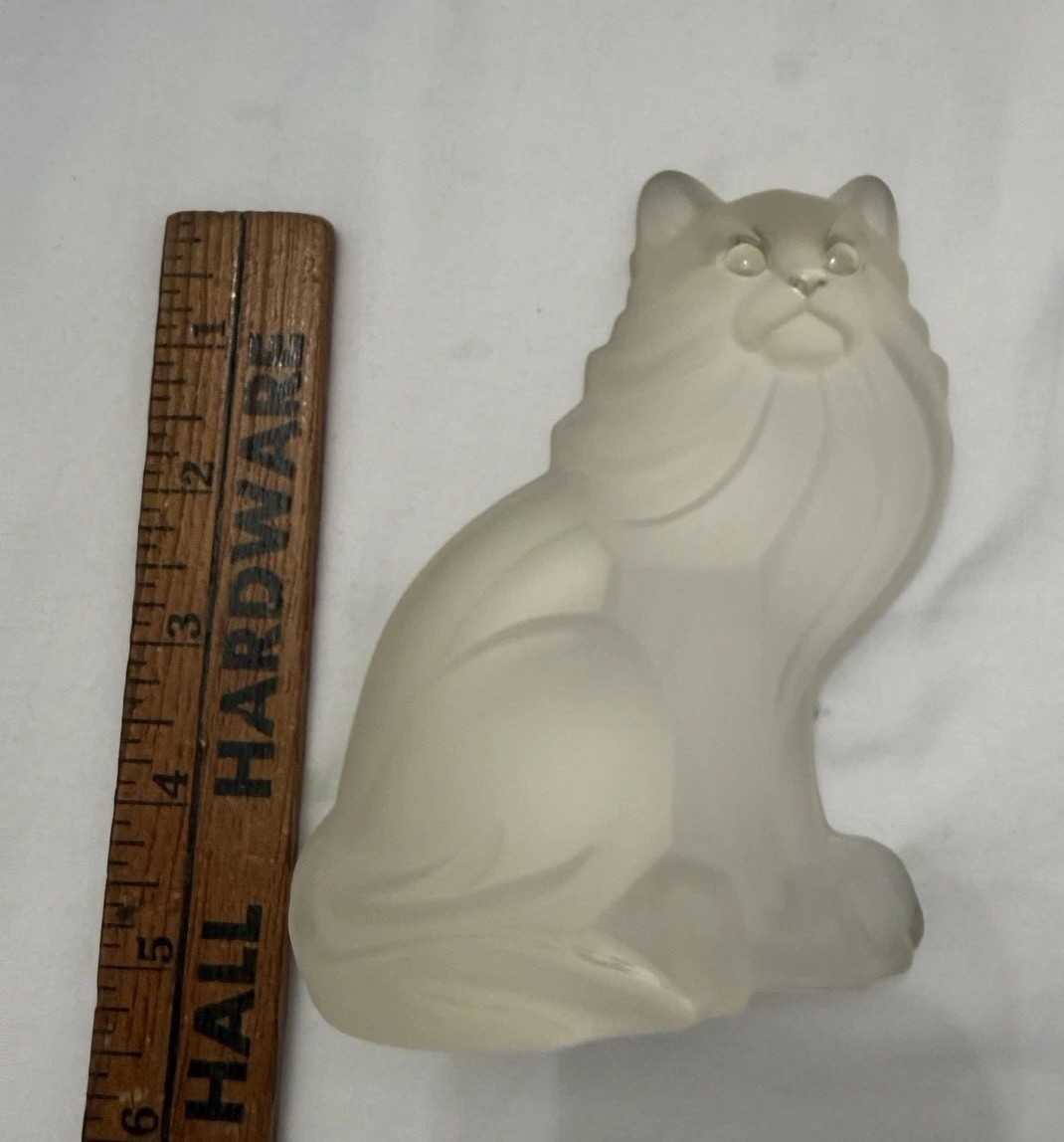 Crystal Persian Cat Figurine Unbranded Frosted Beautiful!