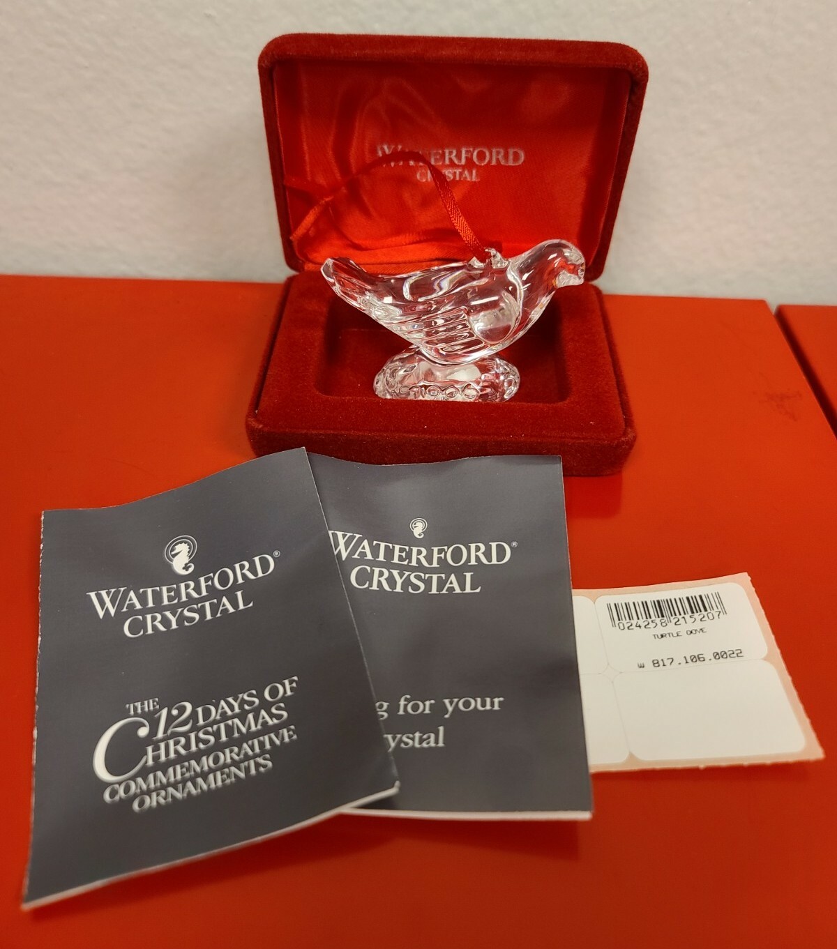 1996 Waterford Crystal 12 Days of Christmas Turtle Dove Ornament Second Edition