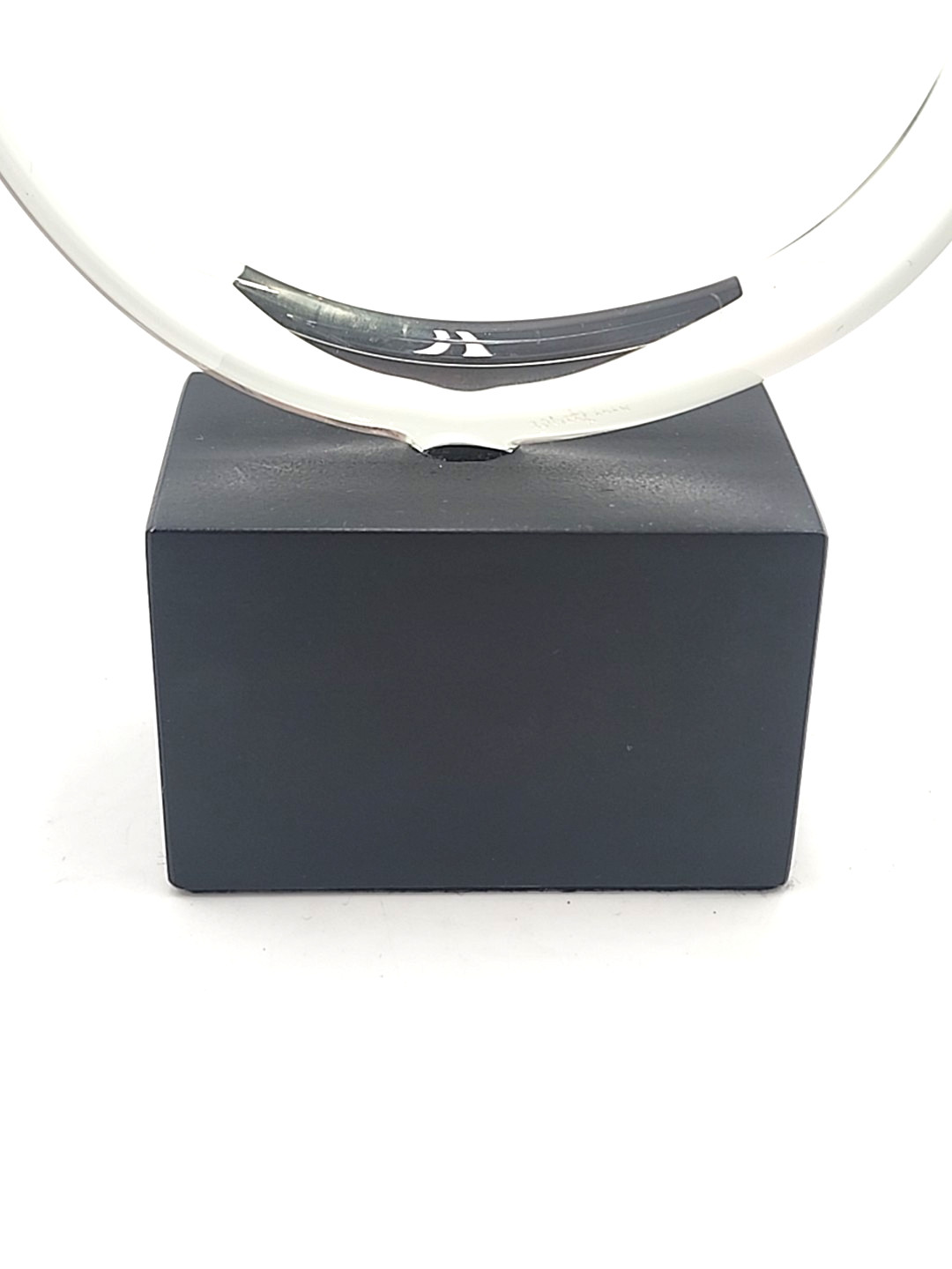 Modern Abstract Swirl Glass Sculpture On Black Base Acid Etched Signed Whitfield