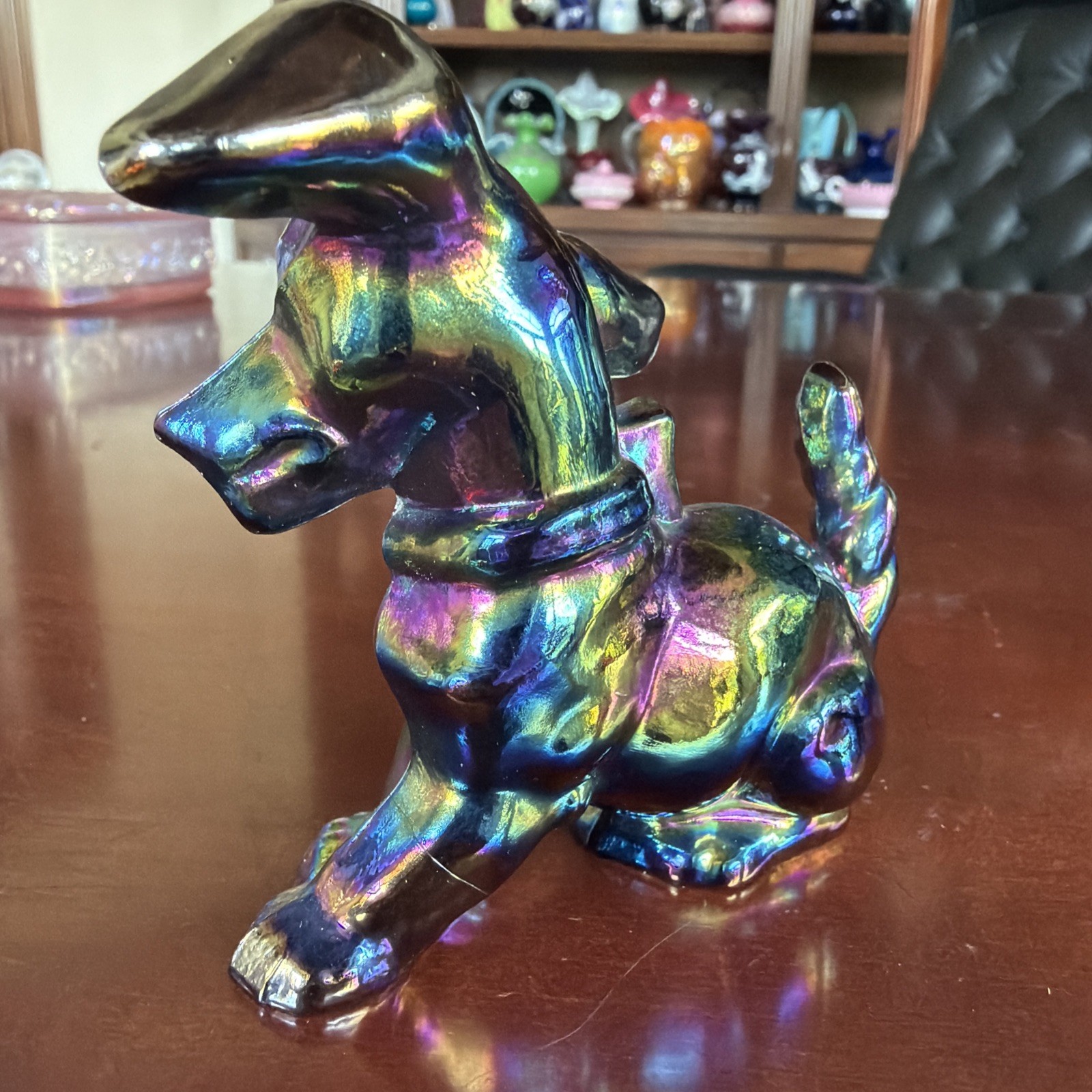 Darling Vintage Imperial Glass Terrier “Parlor” Pup Amethyst Carnival Signed
