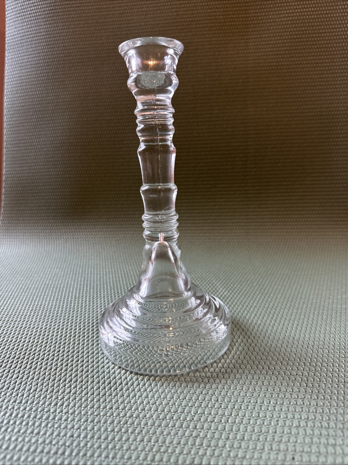 Vtg Homco Windsor 7-5/8″ Clear Glass Candlestick Candle Holders USA EUC