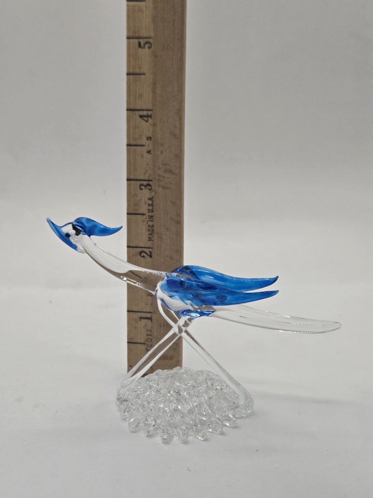 Silvestri Blown Spun Glass ROAD RUNNER Blue Wings Figurine Ornament