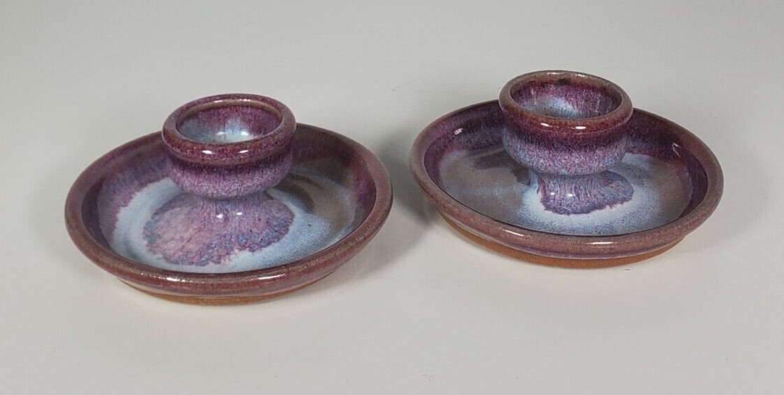 Blue Ridge Pottery Candlestick Holder Hand Made in Virginia USA Set of 2