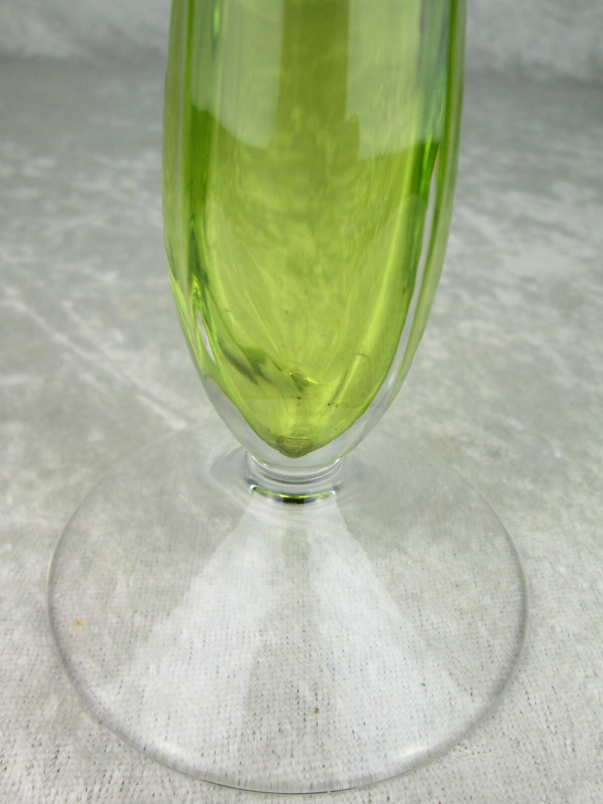 Val St Lambert Green Cased Glass Bud Vase 9-1/4 inch Tall Mid Century Modern VSL