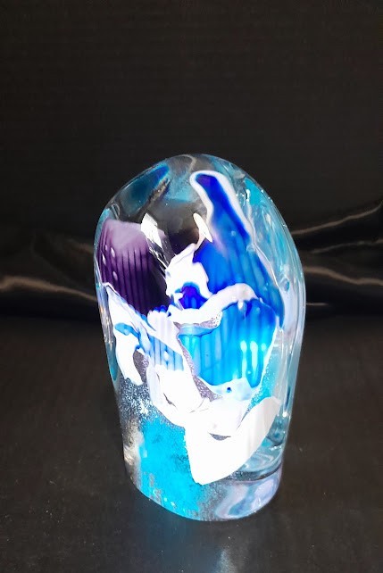 Vintage Large MCM Murano Barbini Signed 1989 Ocean Scene 4 Lb. Paperweight