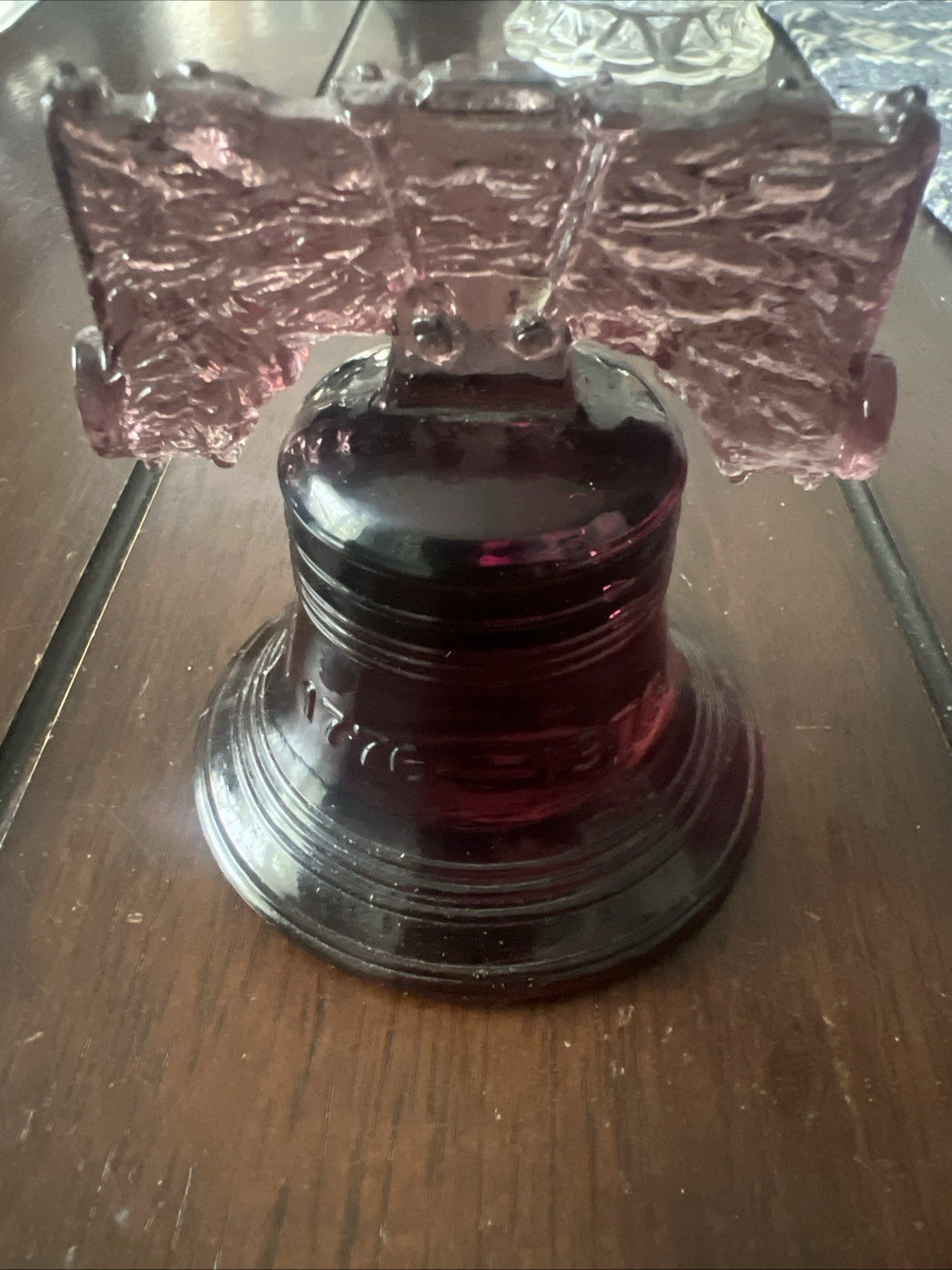 Mosser Bicentennial LIBERTY BELL Amethyst Glass Paperweight VTG