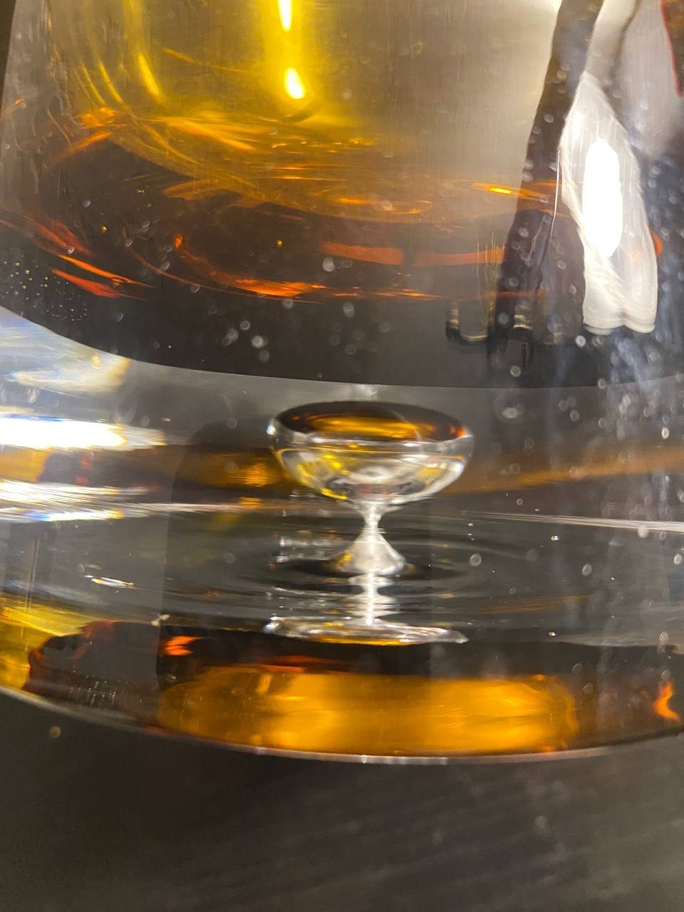 Amber Art Glass Vase Hand Blown Thick Base Gold Gradient Modern Decor