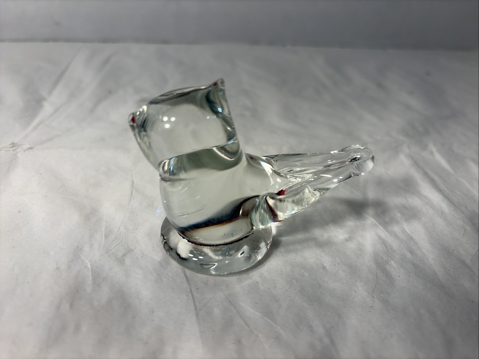 Country Cardinal of Love Clear Art Glass Bird 1998 signed Ron Ray