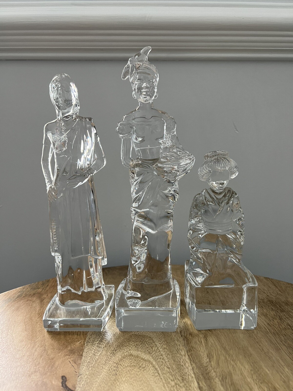 Set Of 3 Crystal D’Arques Paris Woman, Standing Lady And Geisha Figurine Statue