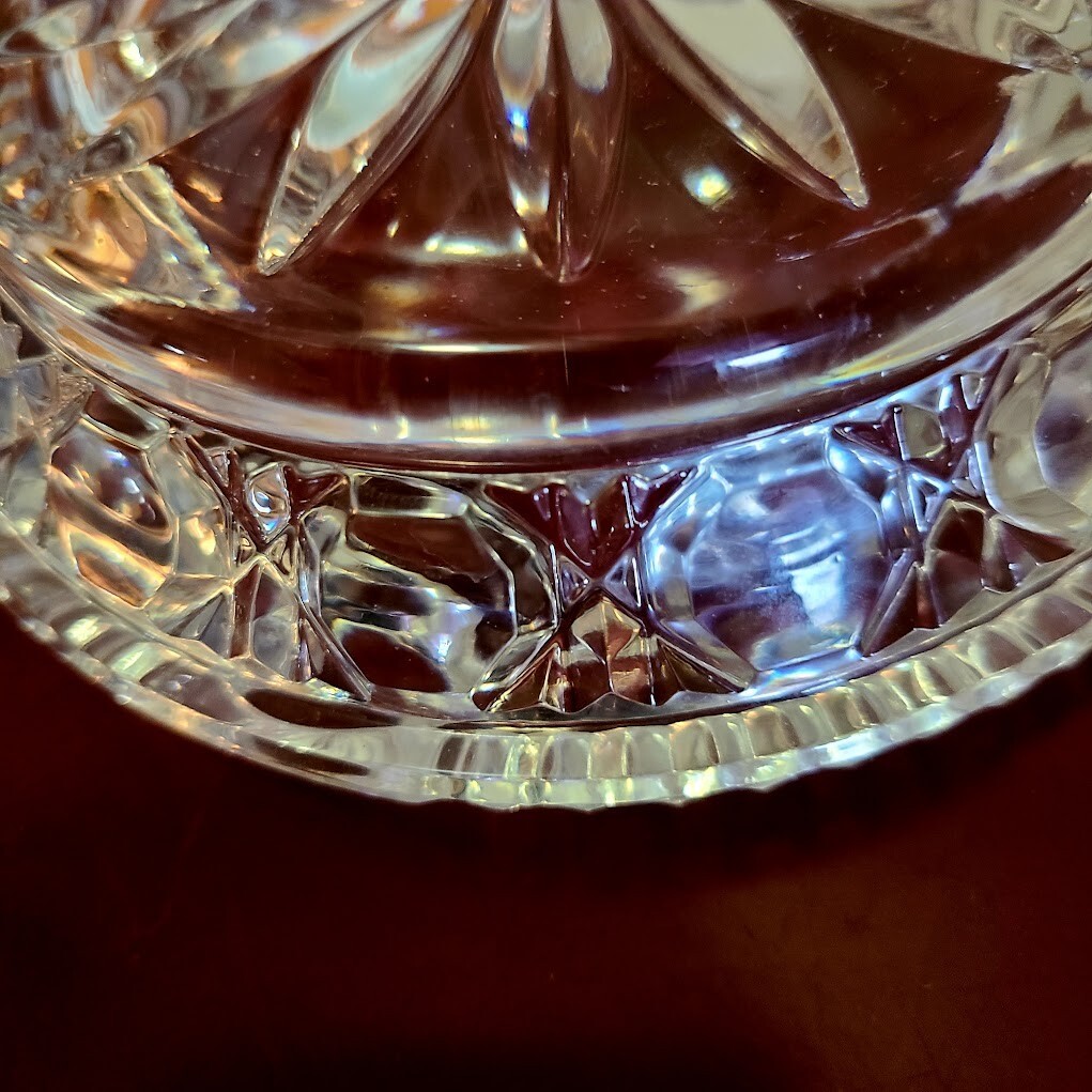 Mid Century Crystal Cigarette / Cigar Ashtray – Round, Star Base, Thick, Vintage