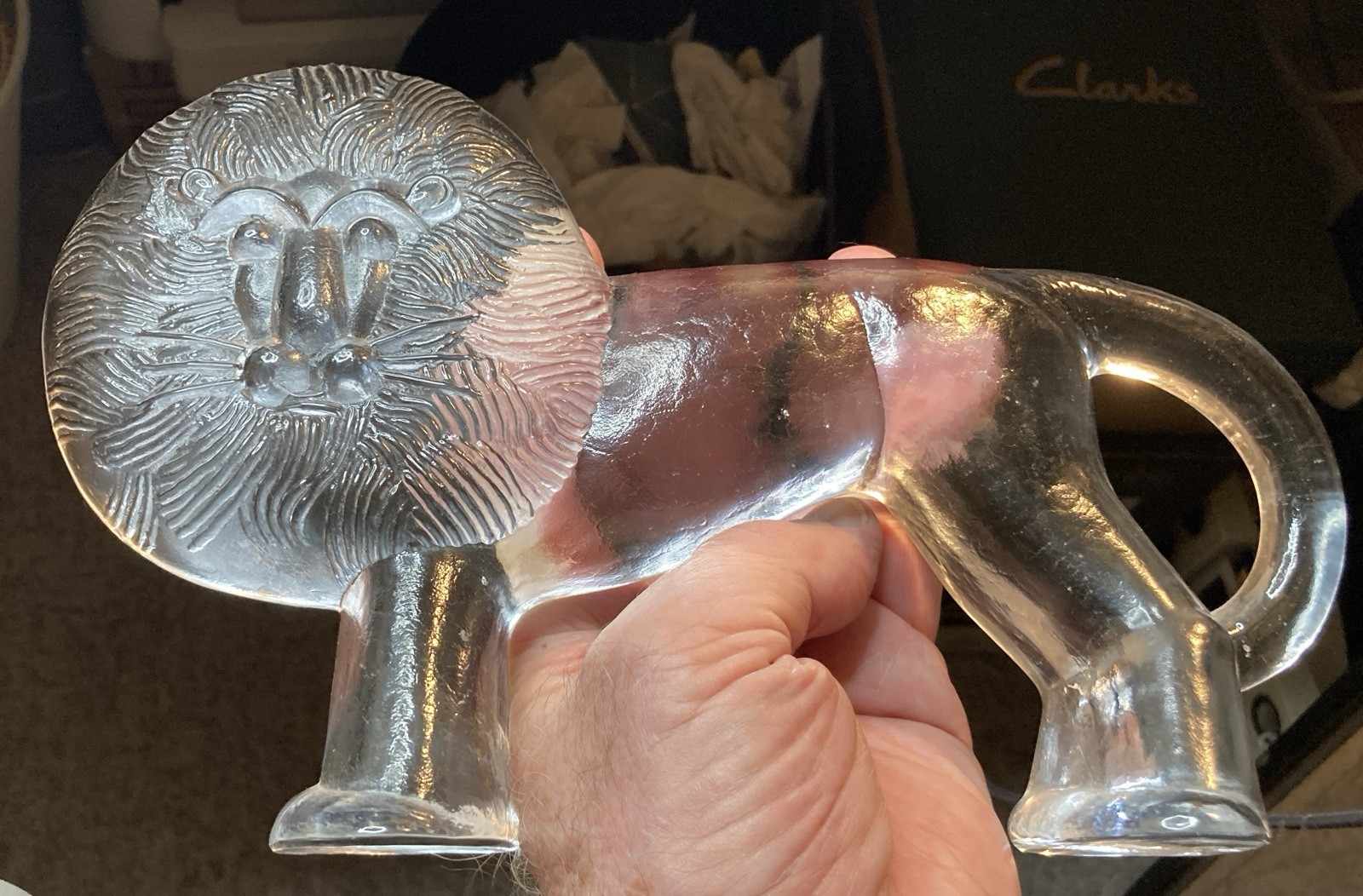 Kosta Boda 10 1/4” Long Glass LION Sculpture-Bertil Vallien-Boda Zoo Series Mint