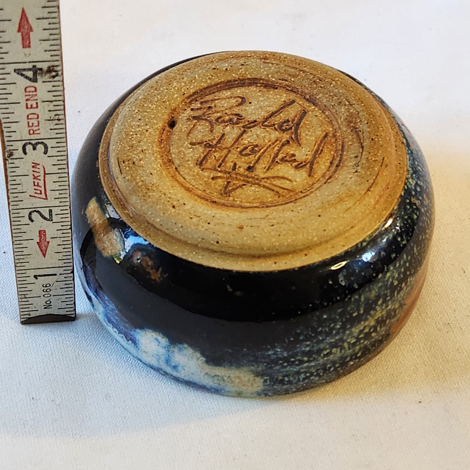 Rare Randal Holland Studio Pottery Bowl Signed Pottery Drip Glaze Brown/Blue/BlK