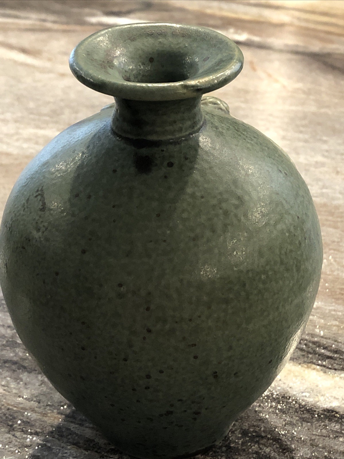 Indonesian Art Pottery Green Dragonfly Vase No Cracks No Chips No Issues