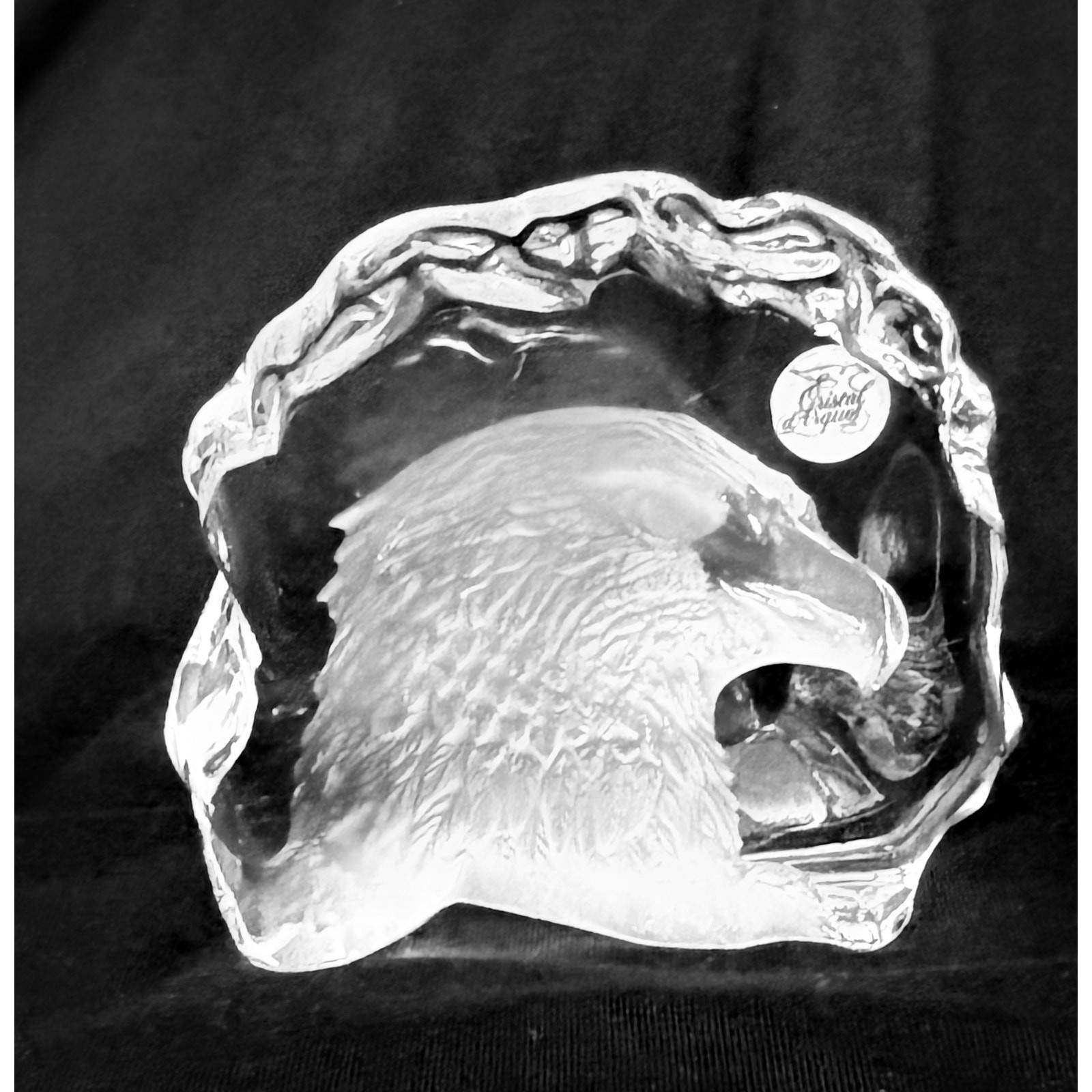 Large 4″ Crystal Clear Industries Eagle Diamond Paperweight – Signed 1lb 6oz