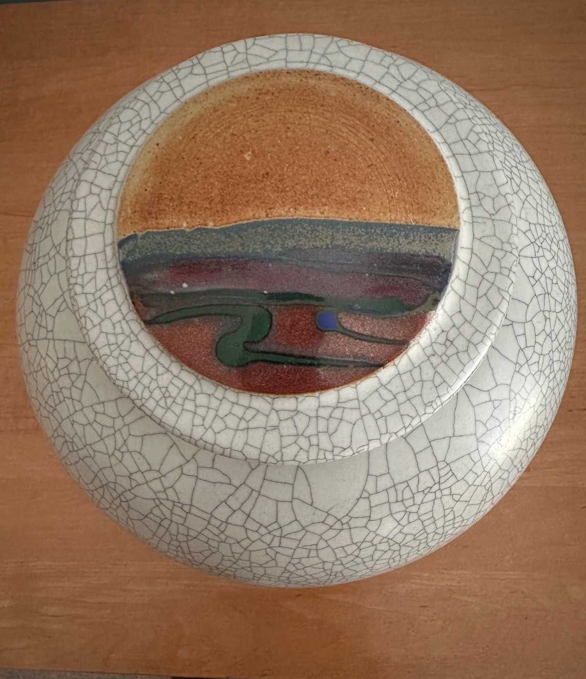Vintage Rob Wiedmaier Studio Art Pottery Crackle Glaze Lidded Jar Urn