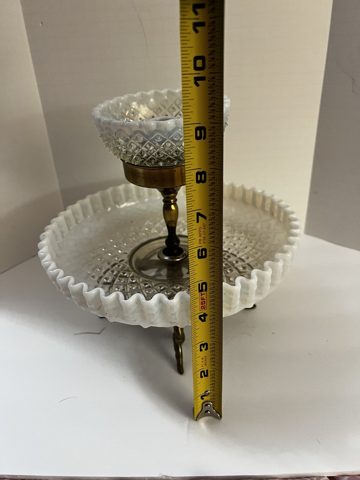 Vintage Fenton White Milk Glass Diamond Lace Cherub Centerpiece Compote