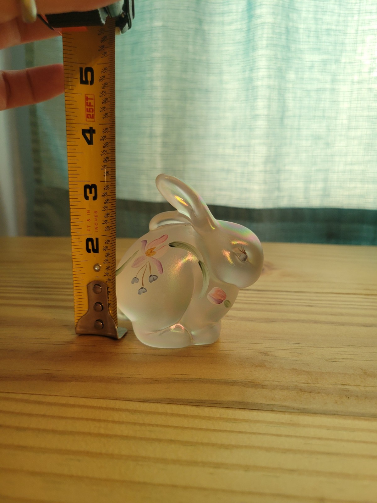 Fenton Art Glass French Opalescent Satin Bunny Hand Painted, Signed