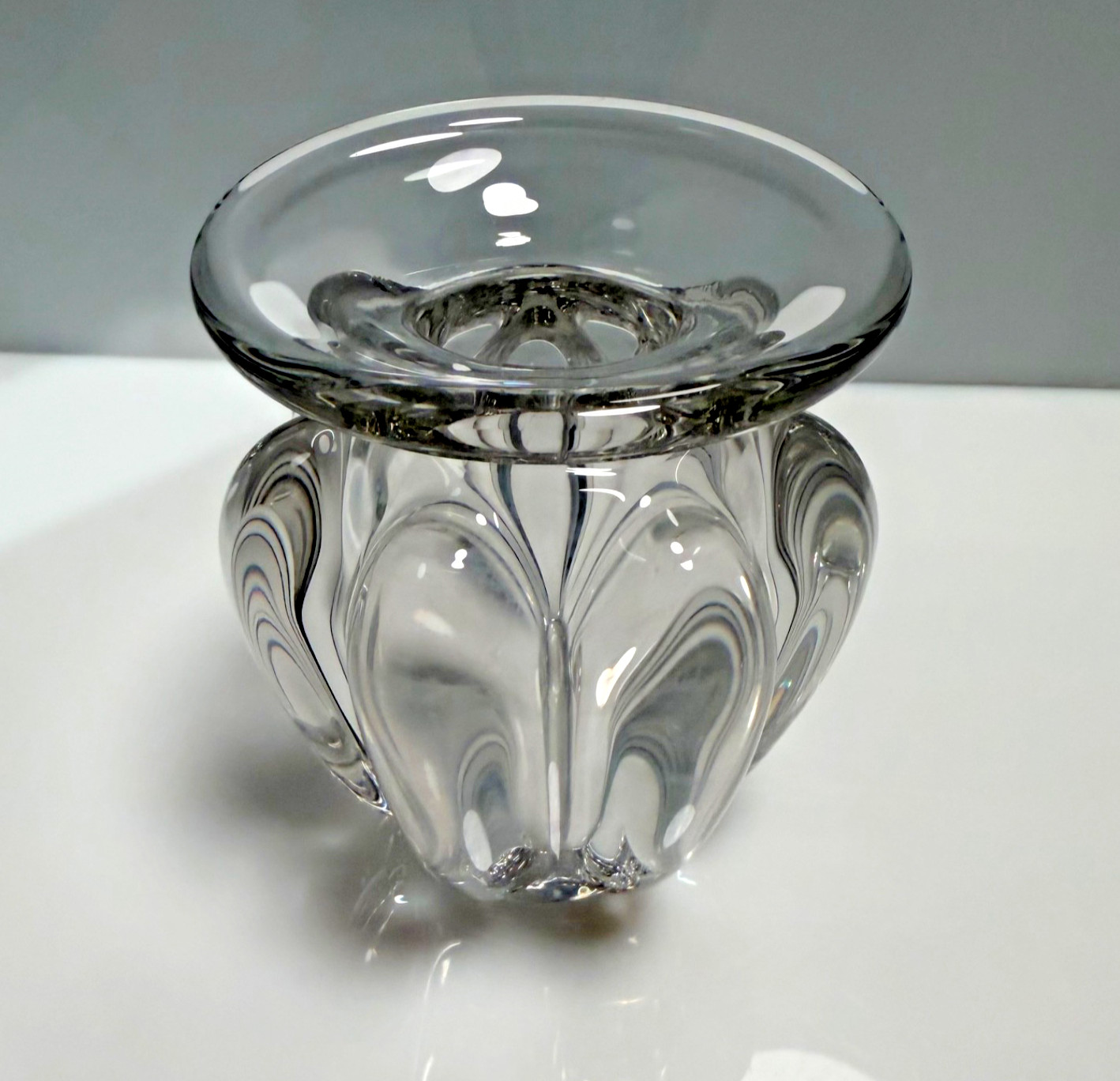 Vintage Mid-Century Art Vannes French Clear Crystal Vase – 4 3/4” Tall