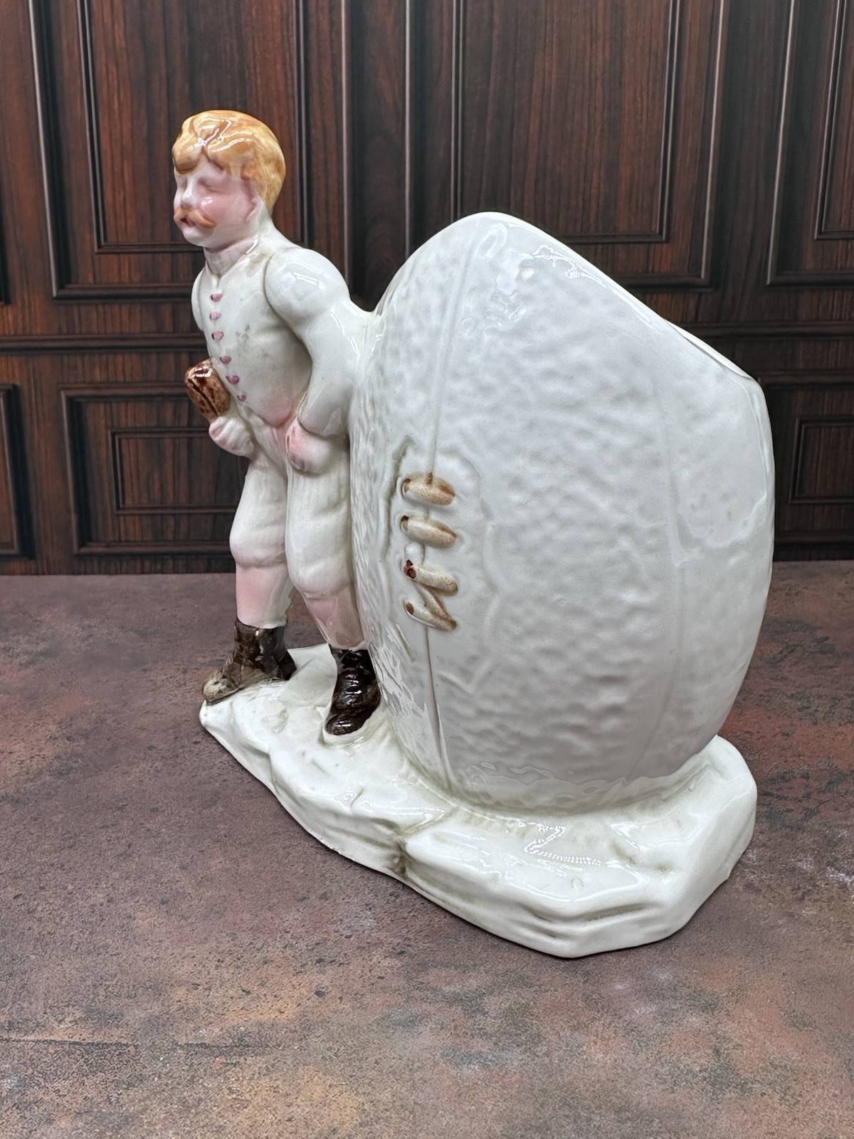 Vintage Inarco Football Figurine Planter E-9285 Antique Style Sports Decor Japan