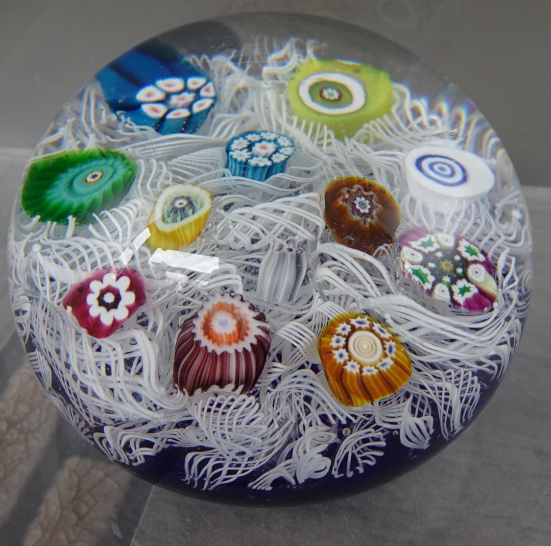 Perthshire Glass Scotland Millefiori & Latticino PP11 Paperweight P1970 2.75″