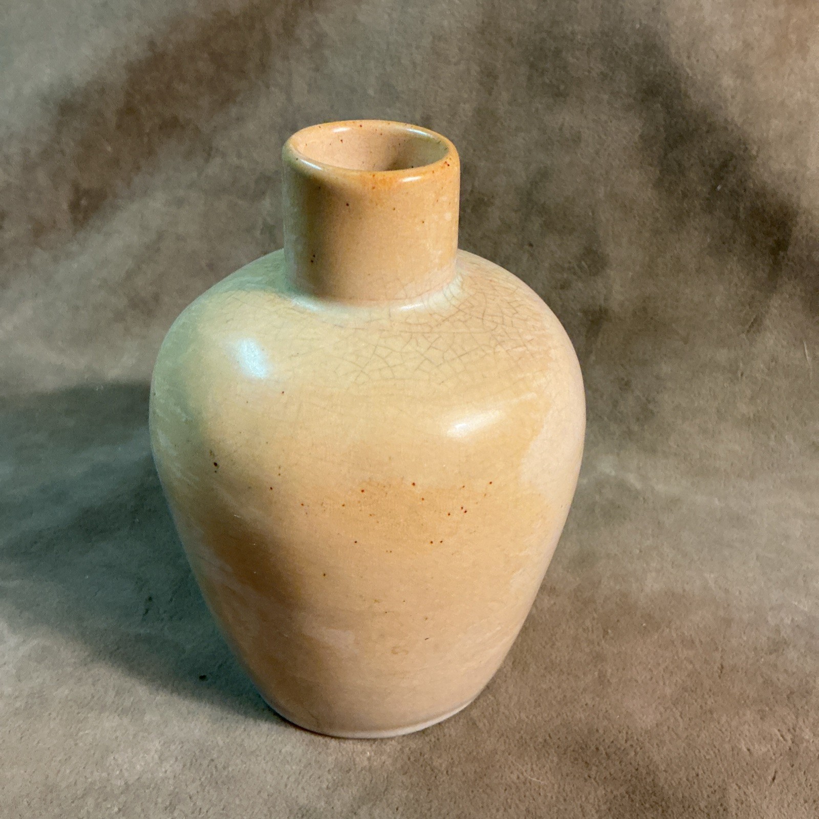 Antique signed Dixie Vickery small tan art pottery bonus arts and crafts vase