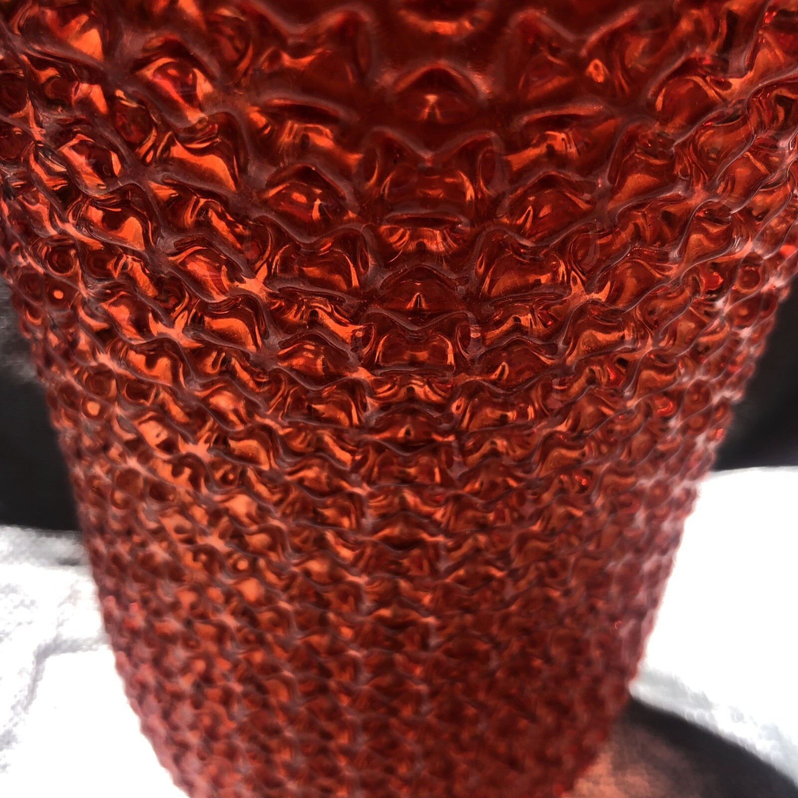 Mid Century Epic Orange Red Geo Bump Textured Large 12” Vase