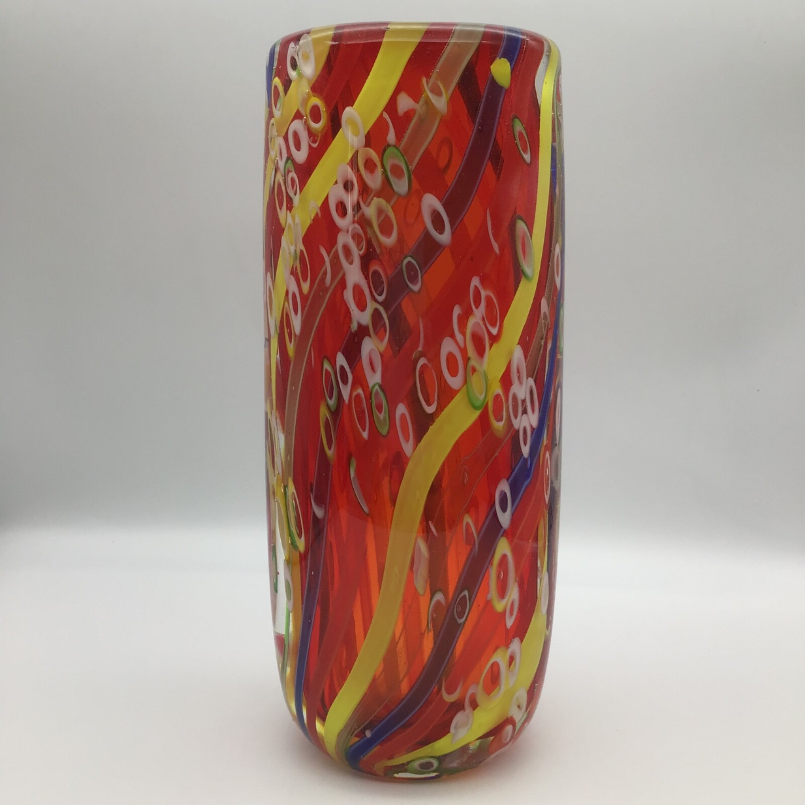 Millefiori/Murrin Glass Vase 11.75 inches Heavy 8 Pounds AS IS See Pictures