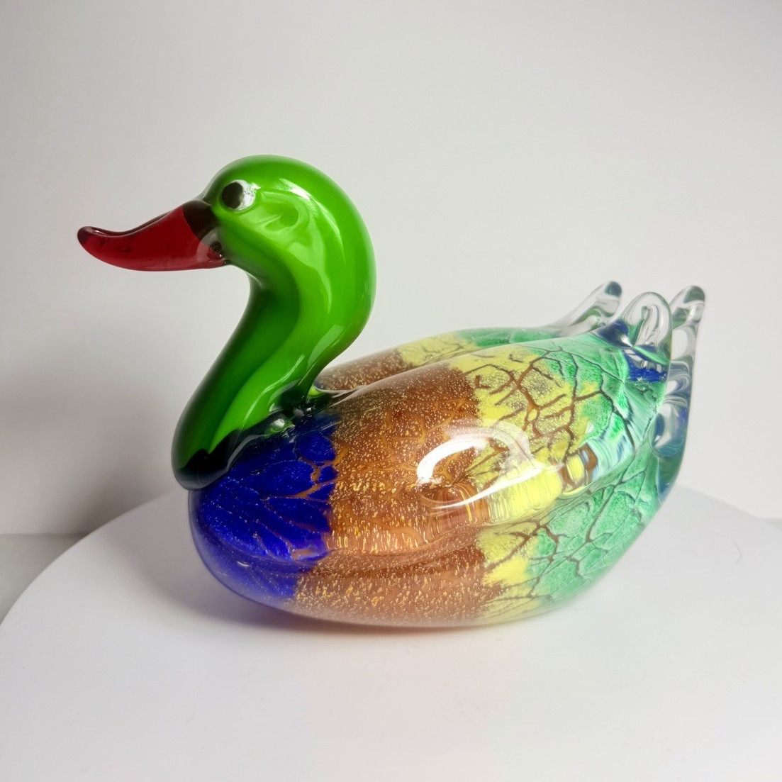 A pair Art Glass Duck Figurine – Glossy Decorative Bird