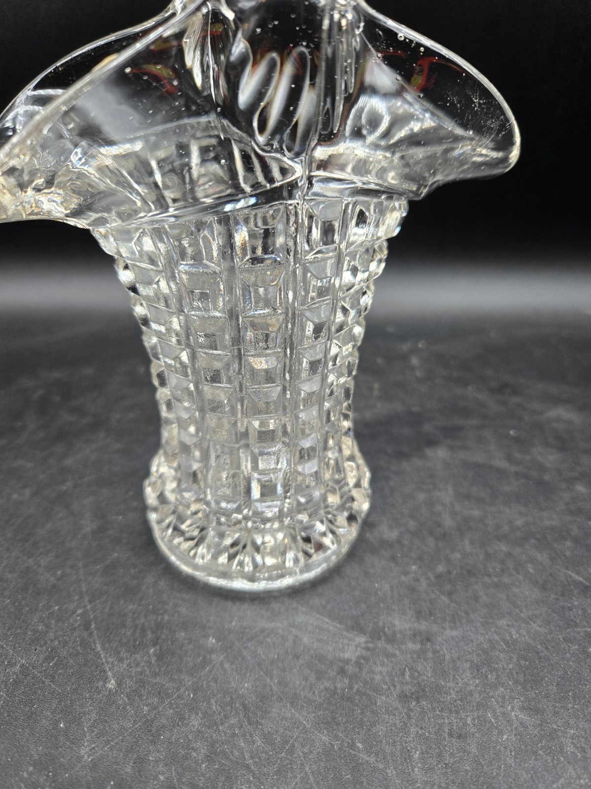 Vintage Monticello Crystal Glass Wedding Basket Imperial Glass Co. Block Waffle