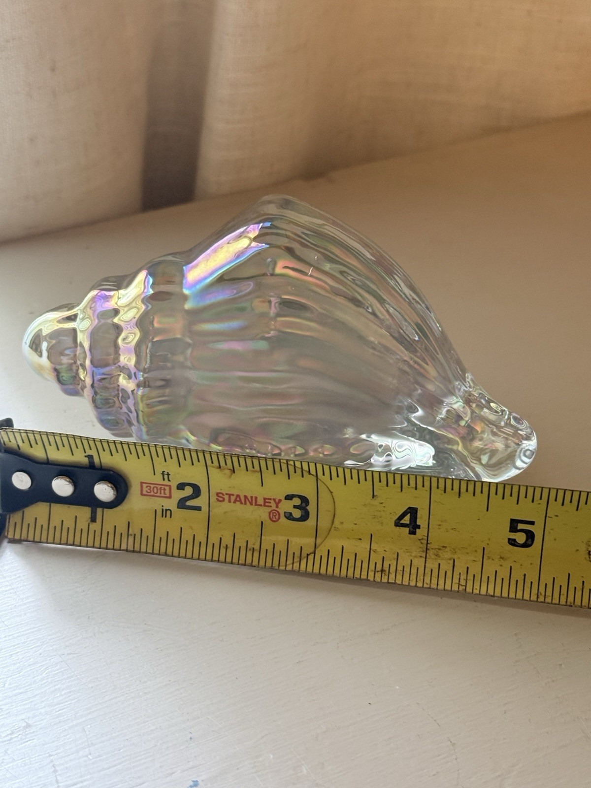 Vintage Silvestri Iridescent Art Glass Conch Shell Paperweight Blown Seashell