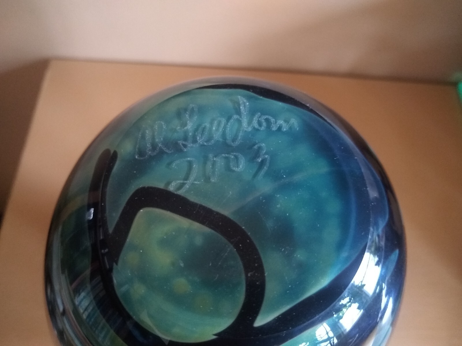 Original Signed AL LEEDOM Art Glass Hand Blown Vase. 2003. MINT.