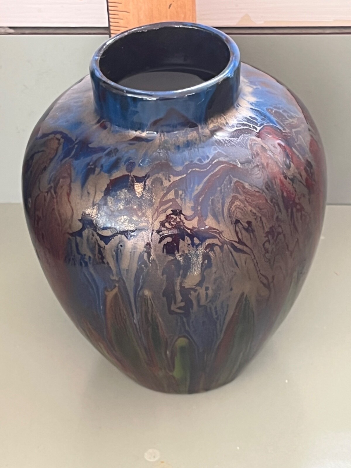 RA Jett Rajett studio pottery iridescent vase aurene lustre ware