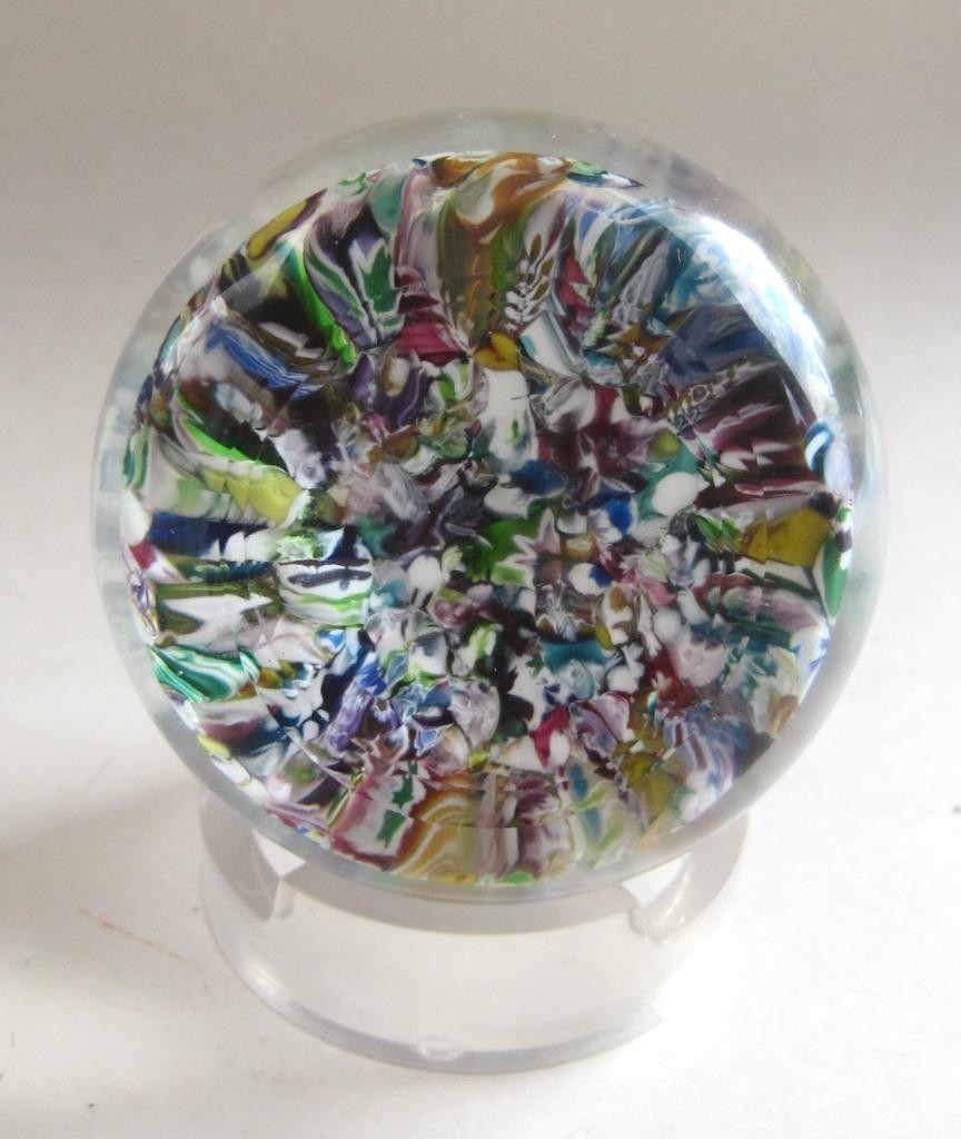 Perthshire 1973 Scrambled Millefiori End of Day Paperweight Art Glass Date Cane