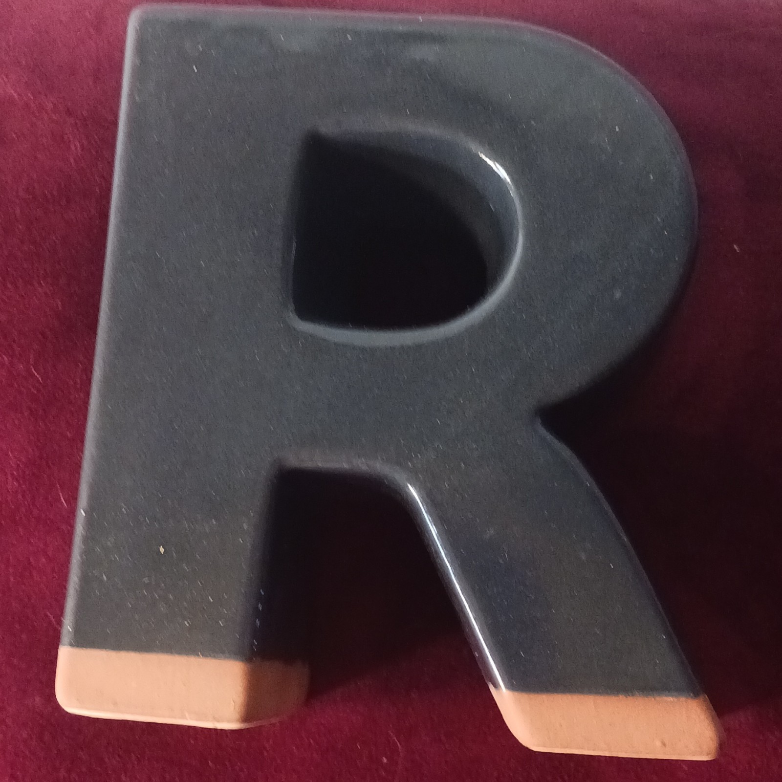 Ashland Monogram Ceramic Letter R Freestanding Decor Navy Bl./Brown, MPN 779500