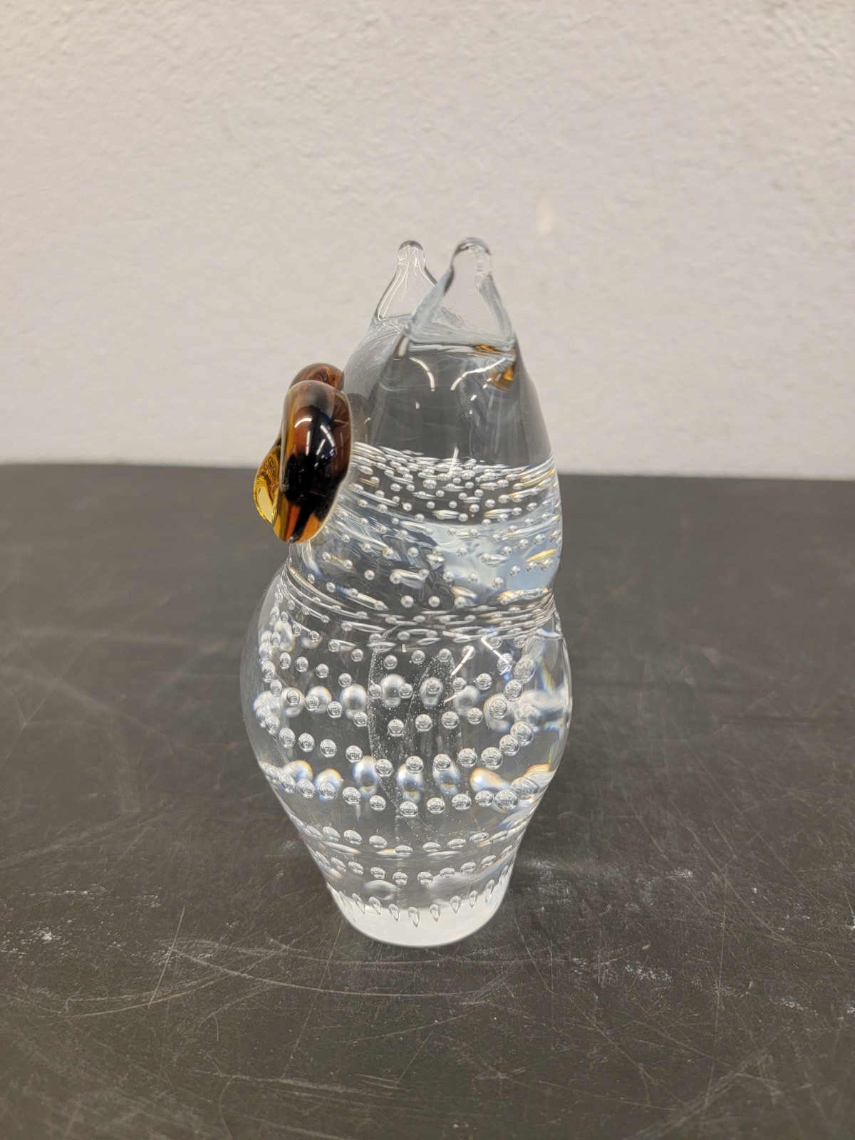 Bubbles Crystal Owl Paperweight Signed
