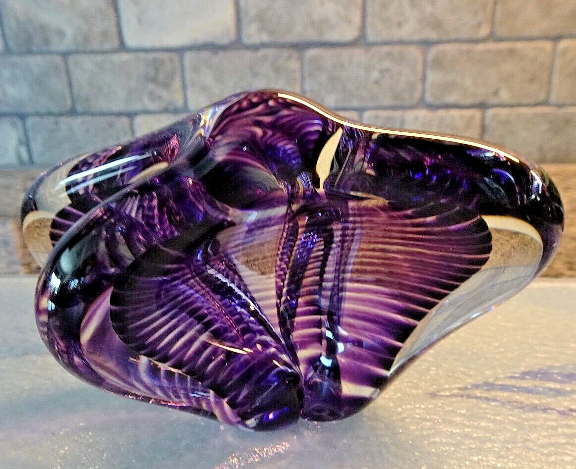 Signed Vitrix Hot Glass Studio Swirl Butterfly Paperweight Sculpture 1987