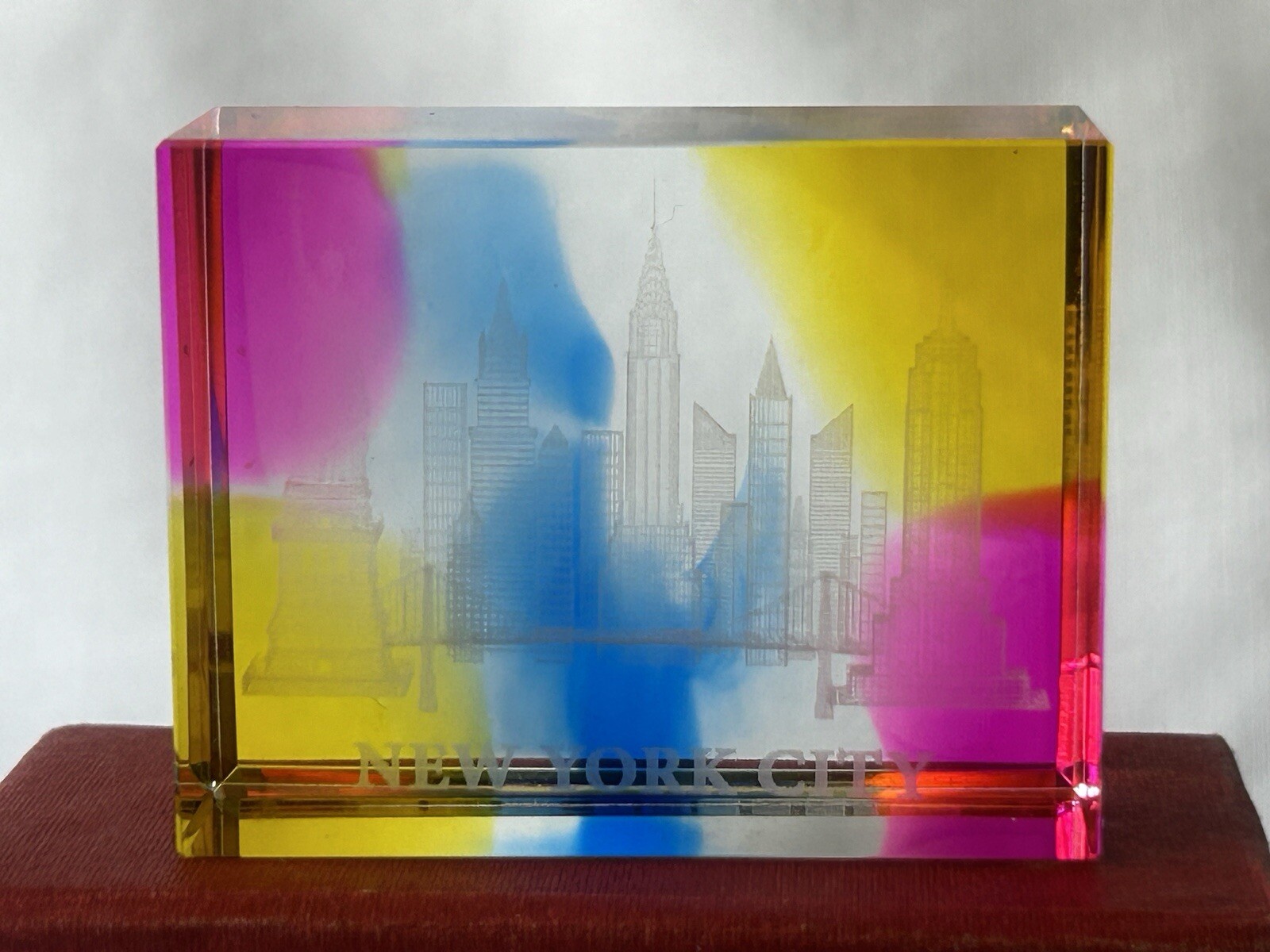 New York City Skyline 3D Clear Acrylic Paperweight. 1.5’X2’ #A90