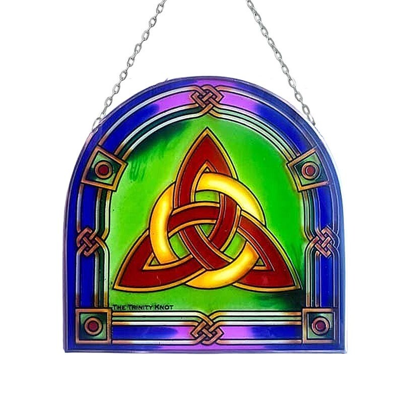 Irish Celtic Trinity Knot Stained Glass Panel