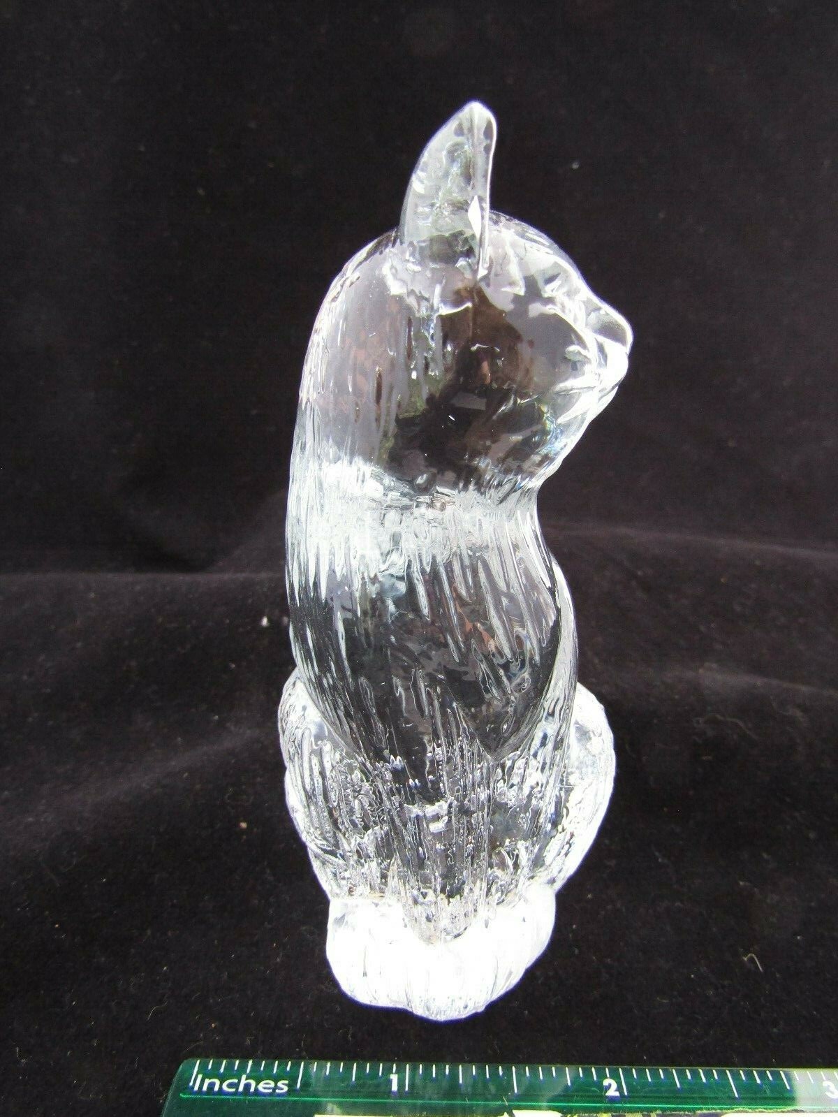 Vintage Art Glass- Controlled Bubble Paperweight- Cat- Kitten- 4.0” Tall #364
