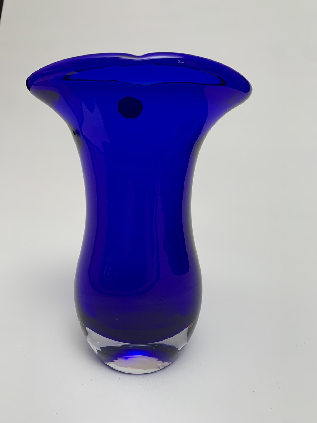 Vintage Cobalt Blue MCM Art Deco Vase Crystal Brand Made In China